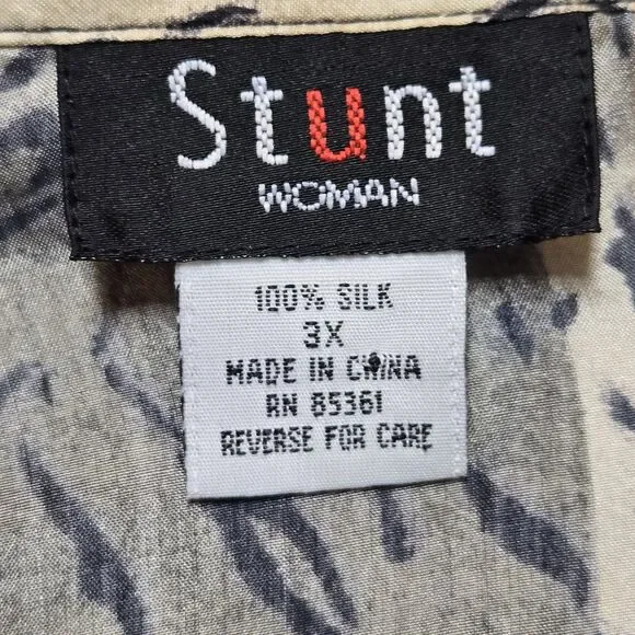 VTG 100% Silk Sheer Blouse Womens Plus Size 3XL Button Front Animal Print - Picture 2 of 7